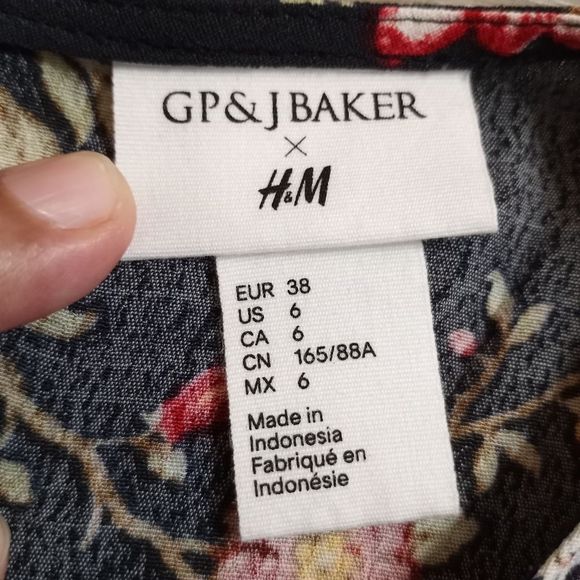 GP & J Baker X H&M Patterned Short Dress size 6 Black - Picture 4 of 12